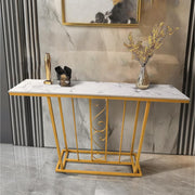 120cm Marble Effect Console Table Gold Metal Frame – Hallway Entryway Shelf