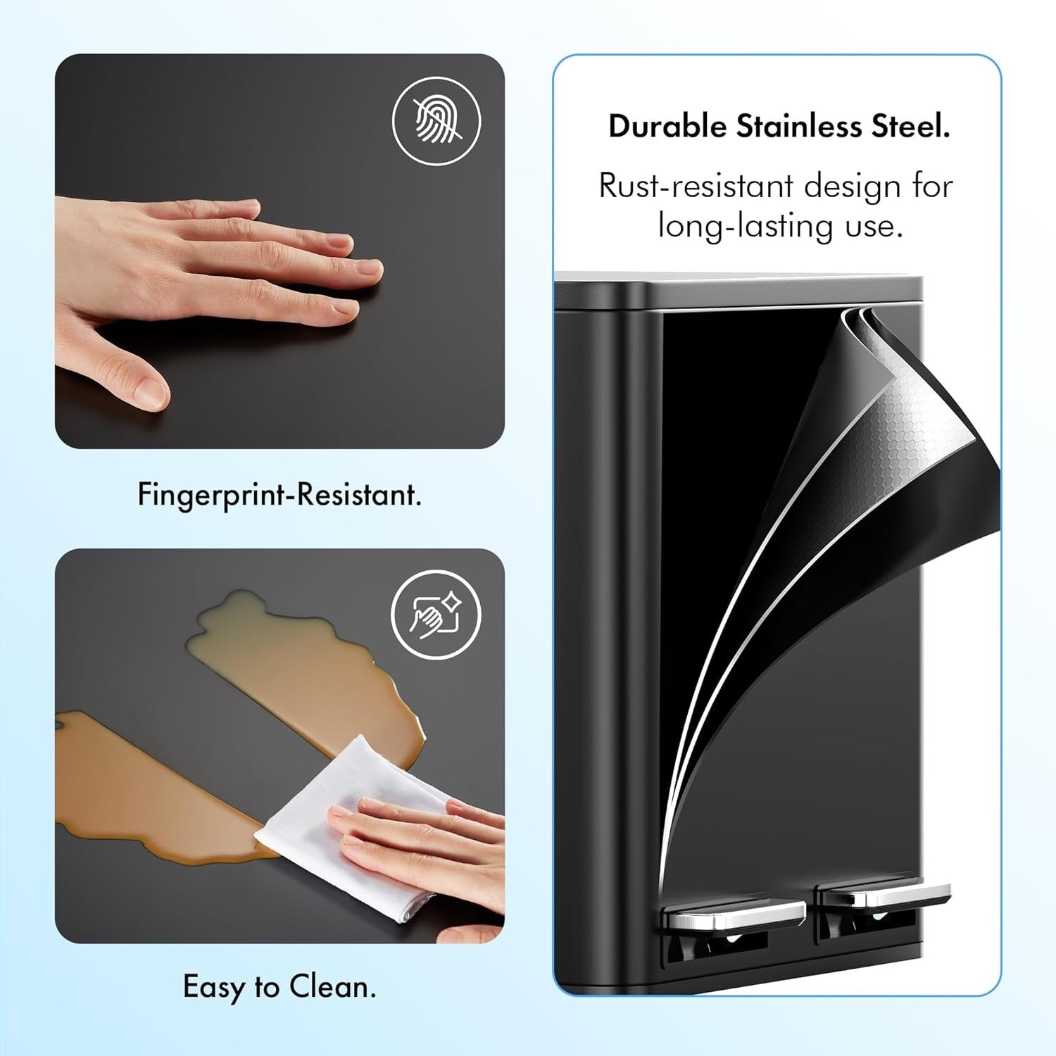 30L Double Recycling Bin Black Stainless Steel 2x15L Pedal