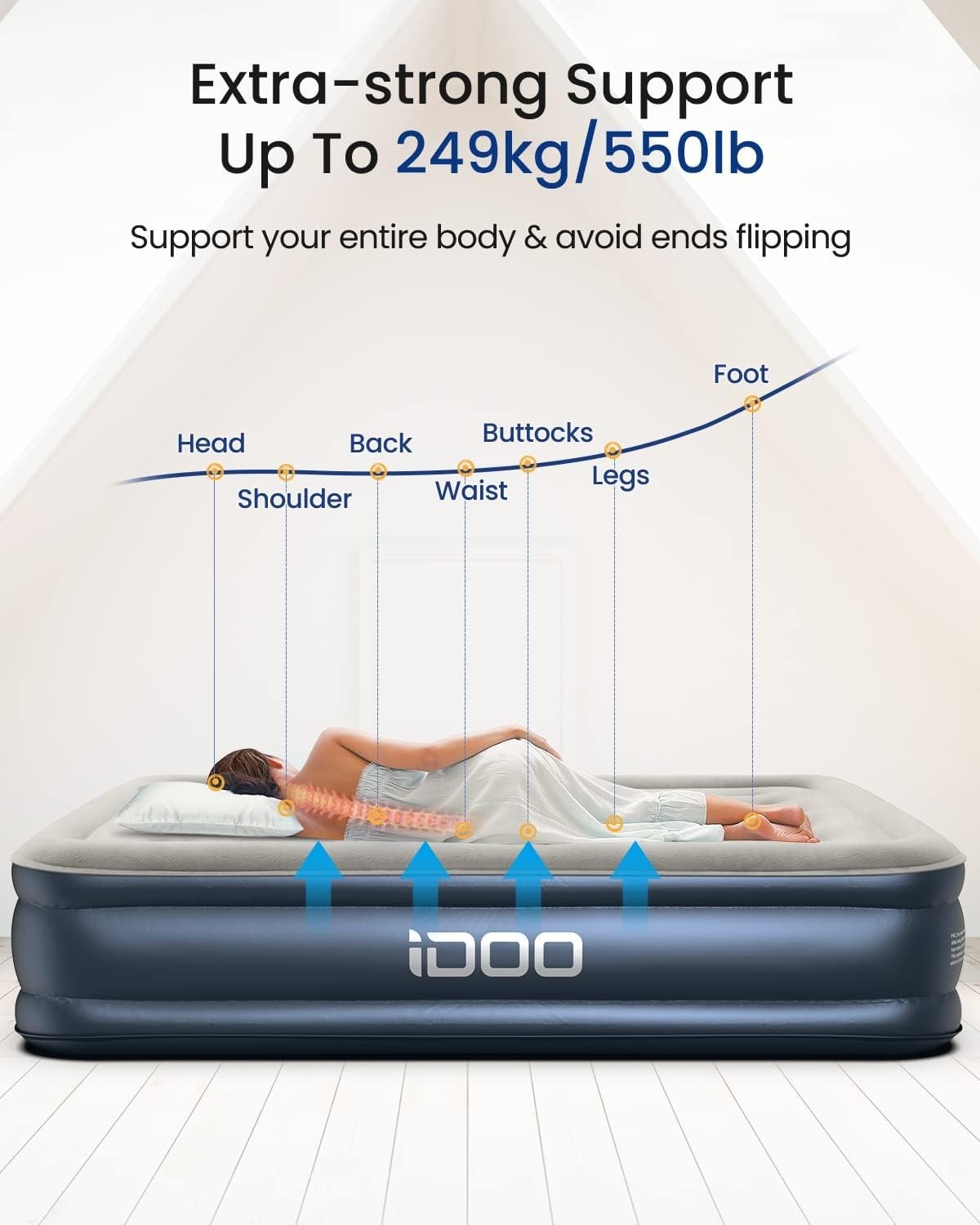 Single Air Bed Built In Electric Pump Fast Inflate Portable Mattress