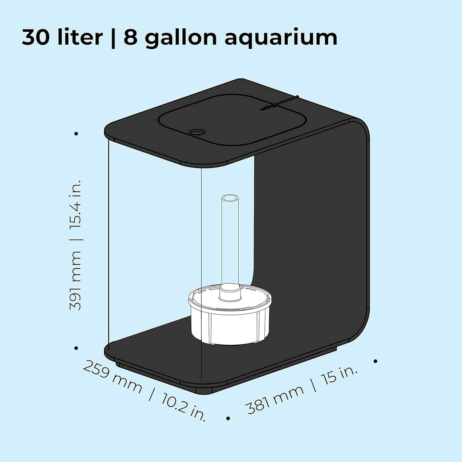 30L Acrylic Aquarium with LED Lights & 5-Step Filtration - Black