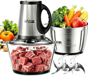 8 Cup Food Processor 300W Meat Grinder Dual Bowl 3 Speed Chopper
