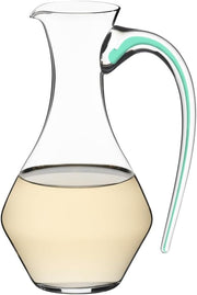 Handblown Crystal Wine Decanter 0.74L Mint Handle Elegant Aerator Pitcher
