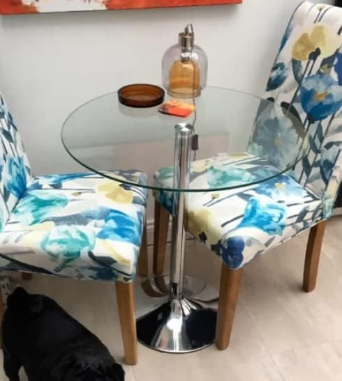 70cm Round Glass Dining Table with Metal Pedestal Base Compact Bistro Table