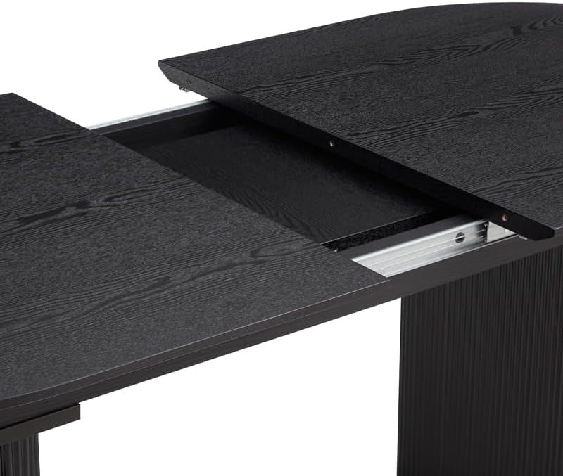 Extending Black Wooden Dining Table 6 Seater Oval Modern Space Saving