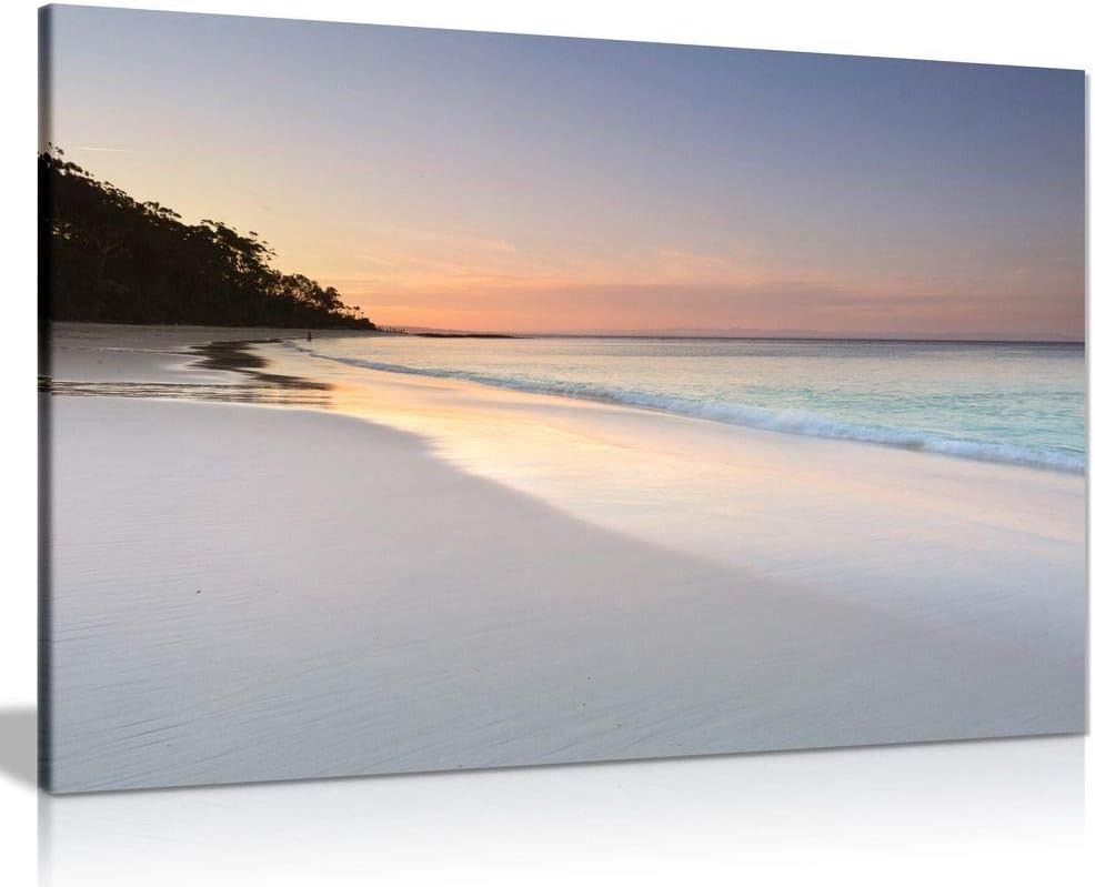 Soft Colour Beach Sky Sand Canvas Wall Art Calm Seaside Print Large 30x20