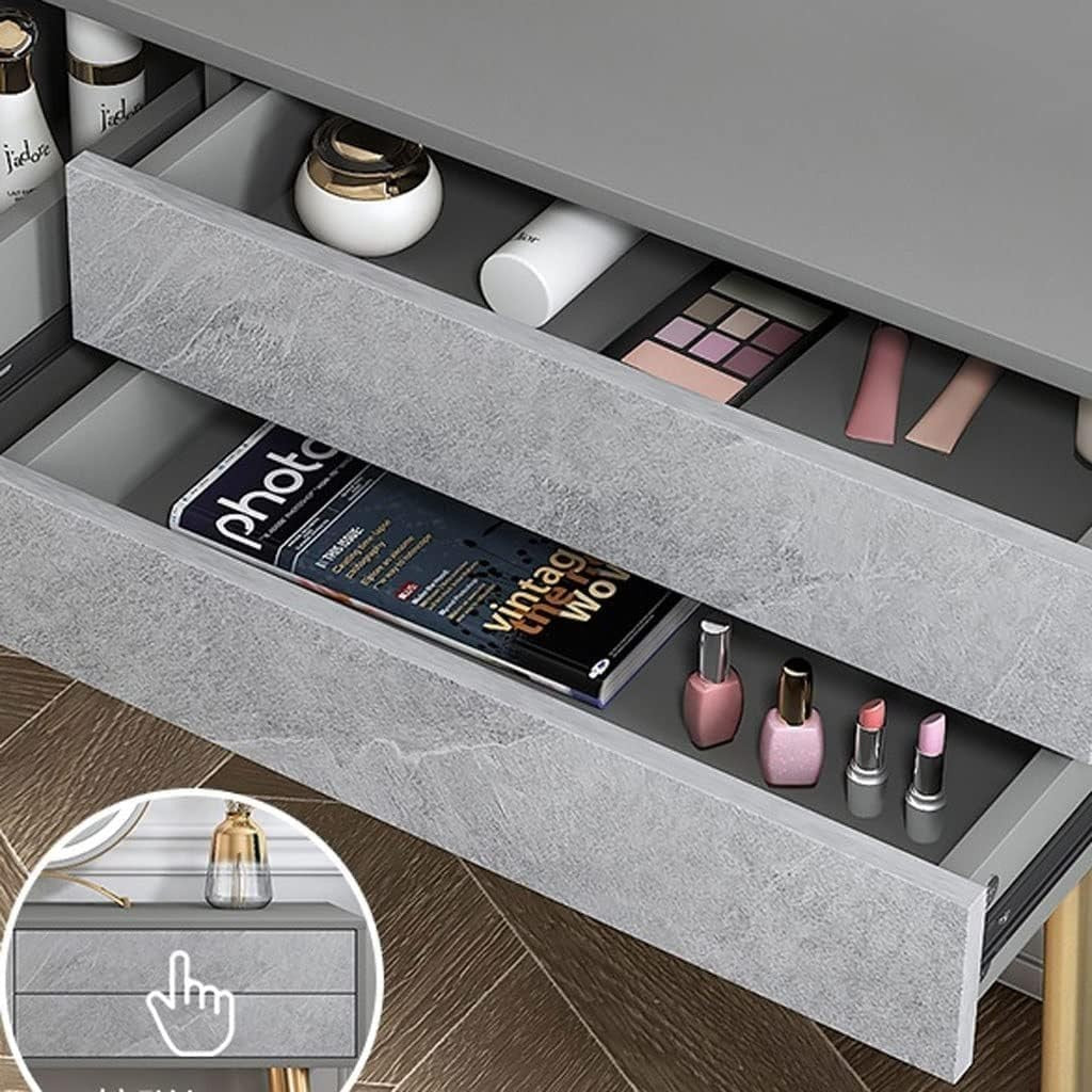 Vanity Makeup Dressing Table Set w/ Lighted Mirror & Stool 4-Drawer Modern