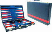 38cm Backgammon Set Blue Red Trim Folding Case Travel Board Game