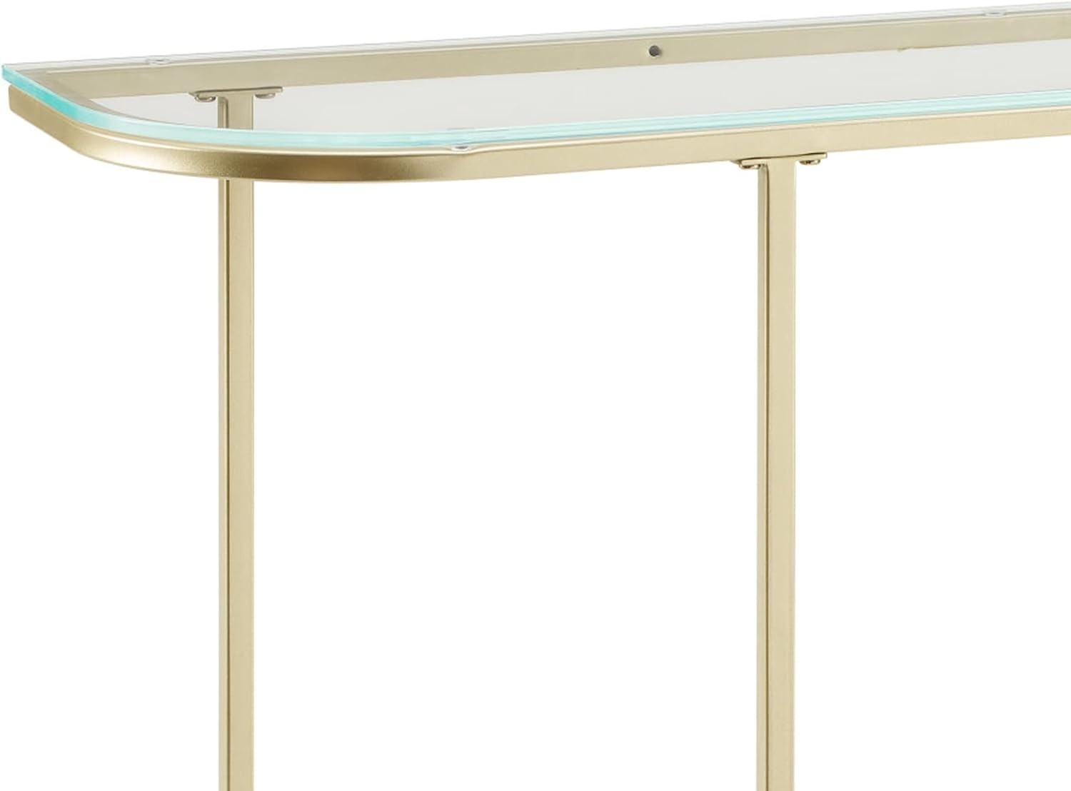 Modern Narrow Console Table with Glass Top & Curved Metal Legs, Stylish