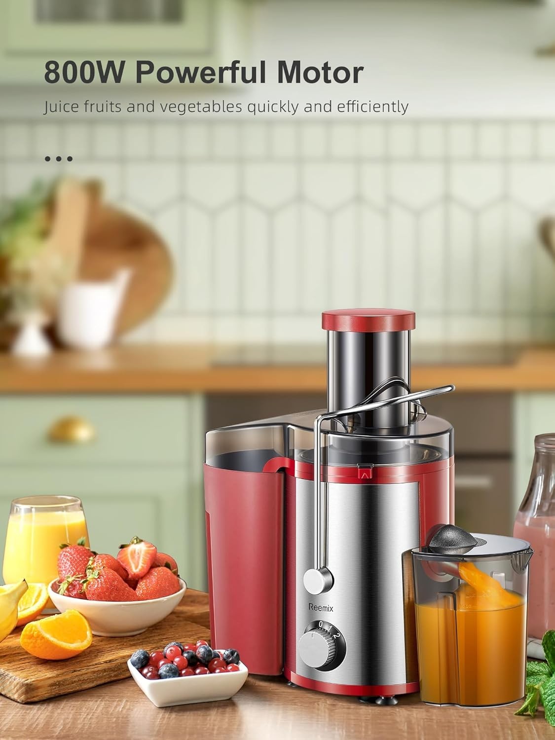 800W Centrifugal Juicer 3in Wide Mouth 2 Speed Whole Fruit