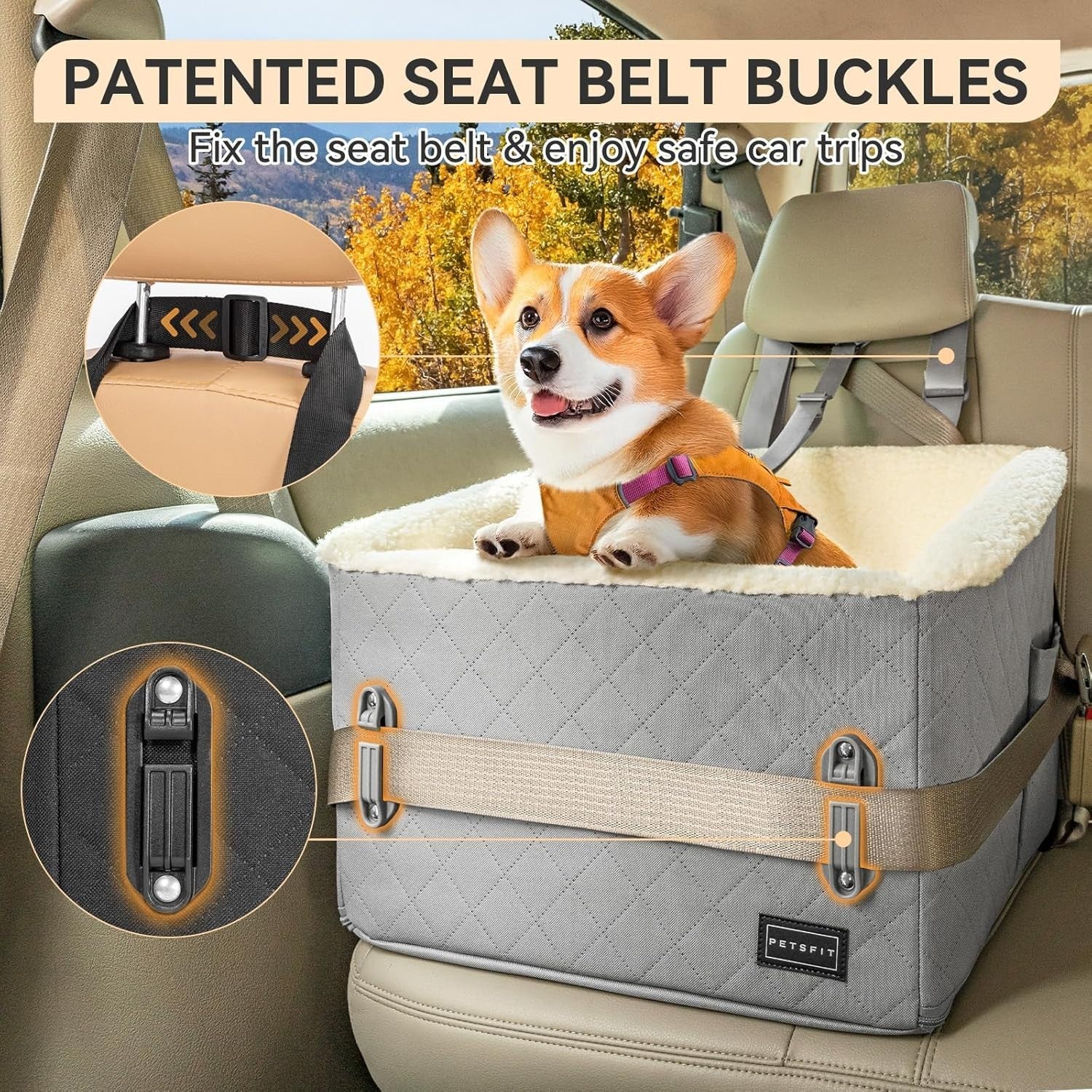 Dog Booster Car Seat Elevated Pet Travel Bed Safety Leash 13kg
