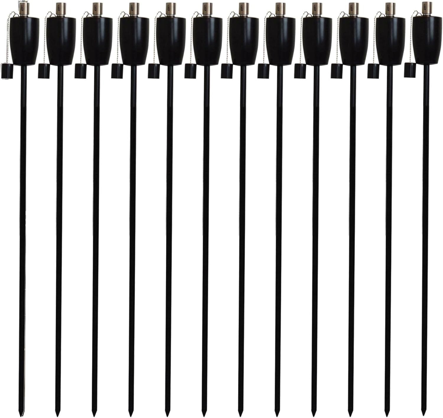 12 Pack Metal Garden Torches 146cm Black Paraffin Oil Lamps