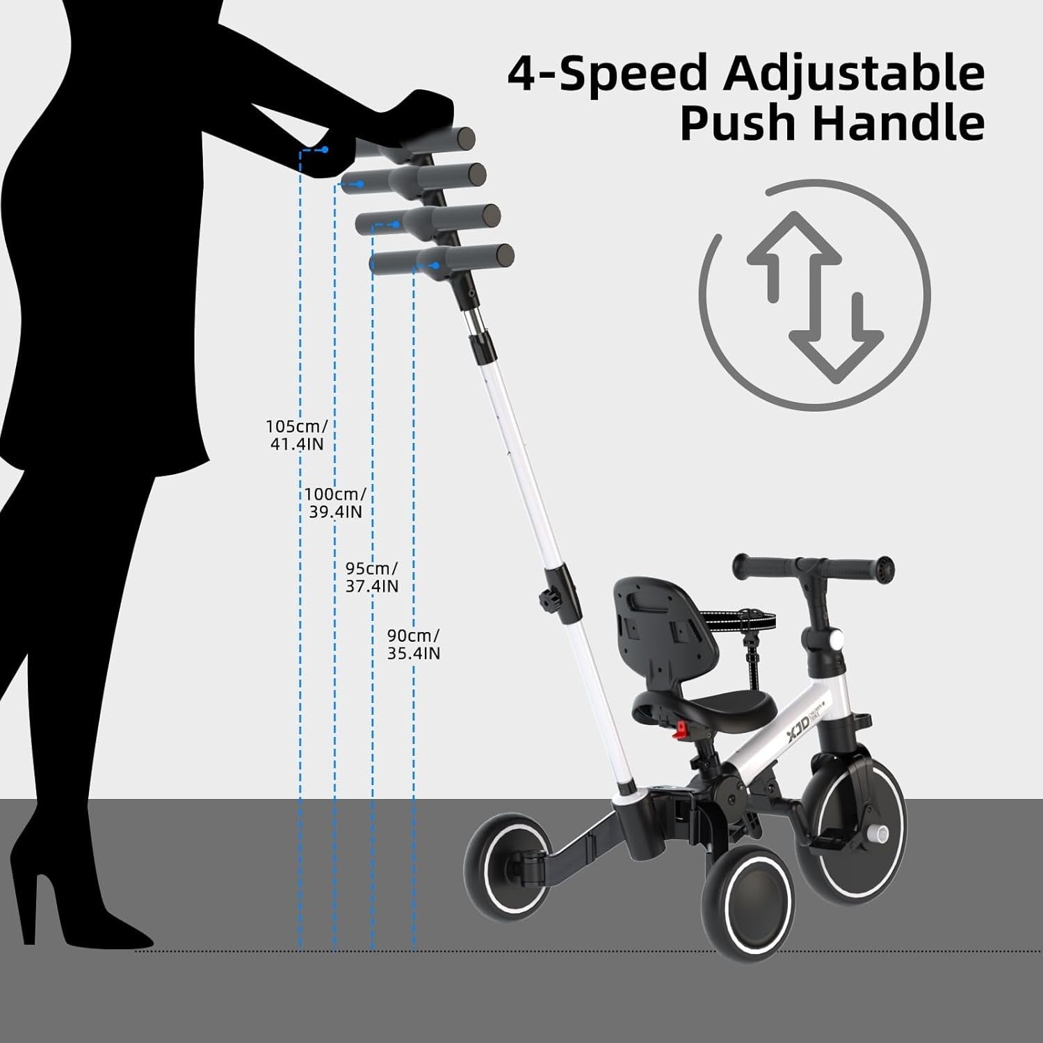 6 in 1 Foldable Toddler Tricycle Push Bike Adjustable Handle 1-4 Years