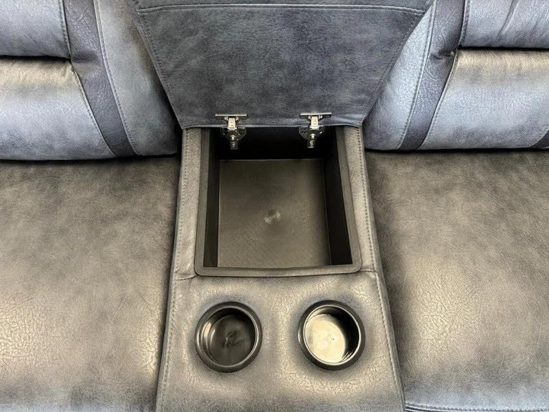 Luxury Grey Leather Electric Recliner Corner Sofa w/ Cupholders & USB