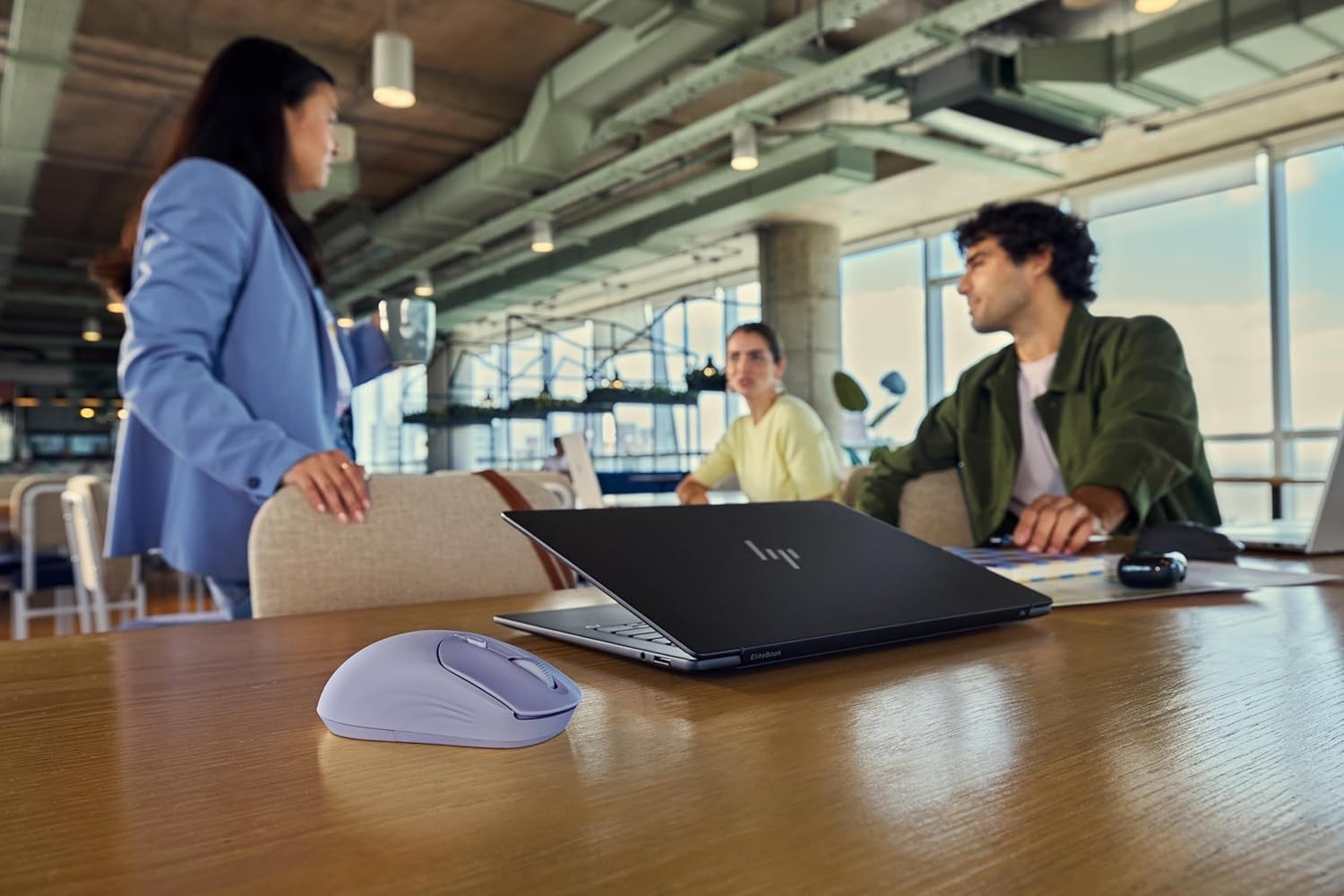 Purple Quiet Wireless Mouse Dual Bluetooth 6000 DPI Soft Touch Office Laptop