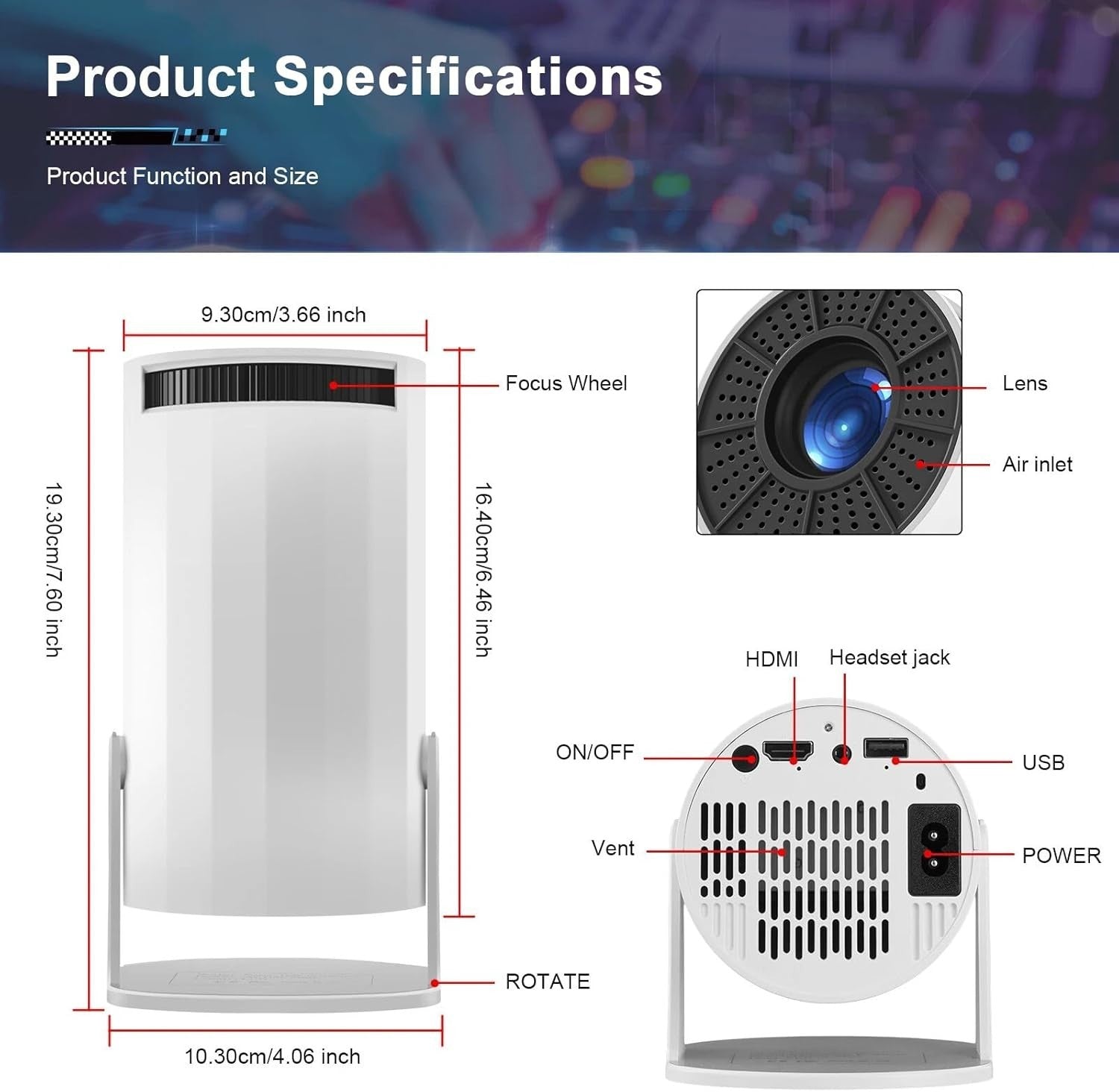 4K Mini Smart Projector 720P WiFi 6 Bluetooth Android Portable
