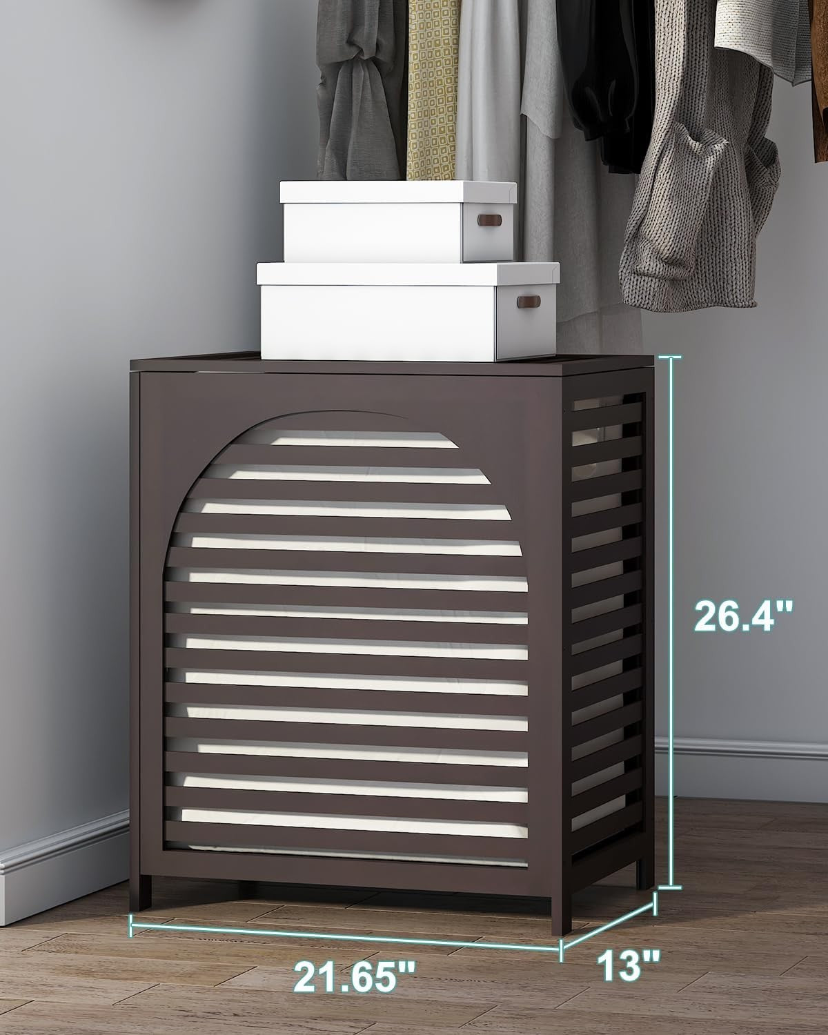 Brown Bamboo Laundry Hamper XL 103L with Lid & Removable Liner | Ventilated Bask