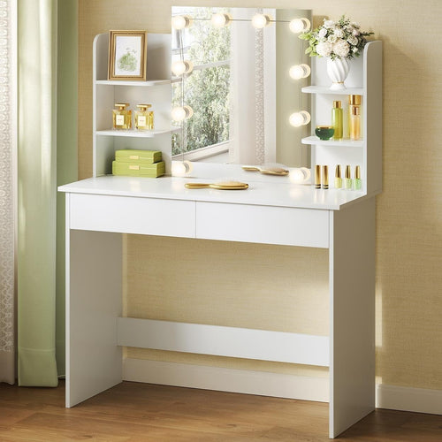 Smart Vanity Dressing Table Set Wireless Charging Bluetooth Speaker LED Mirror