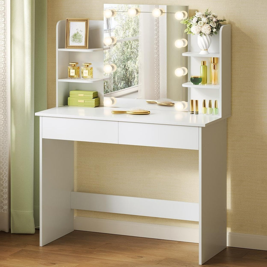 Smart Vanity Dressing Table Set Wireless Charging Bluetooth Speaker LED Mirror
