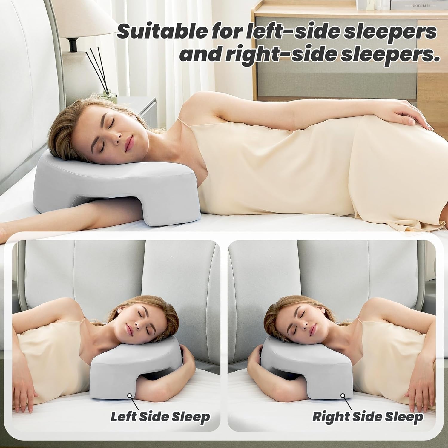 Side Sleeper Memory Foam Pillow with Arm Hole Neck Shoulder Support