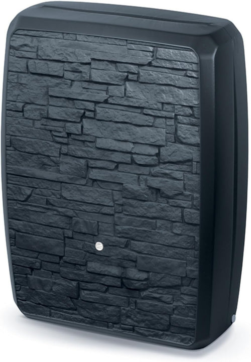 250L Rainwater Tank Water Butt, Textured Slate Stone, Anthracite, Space-Saving