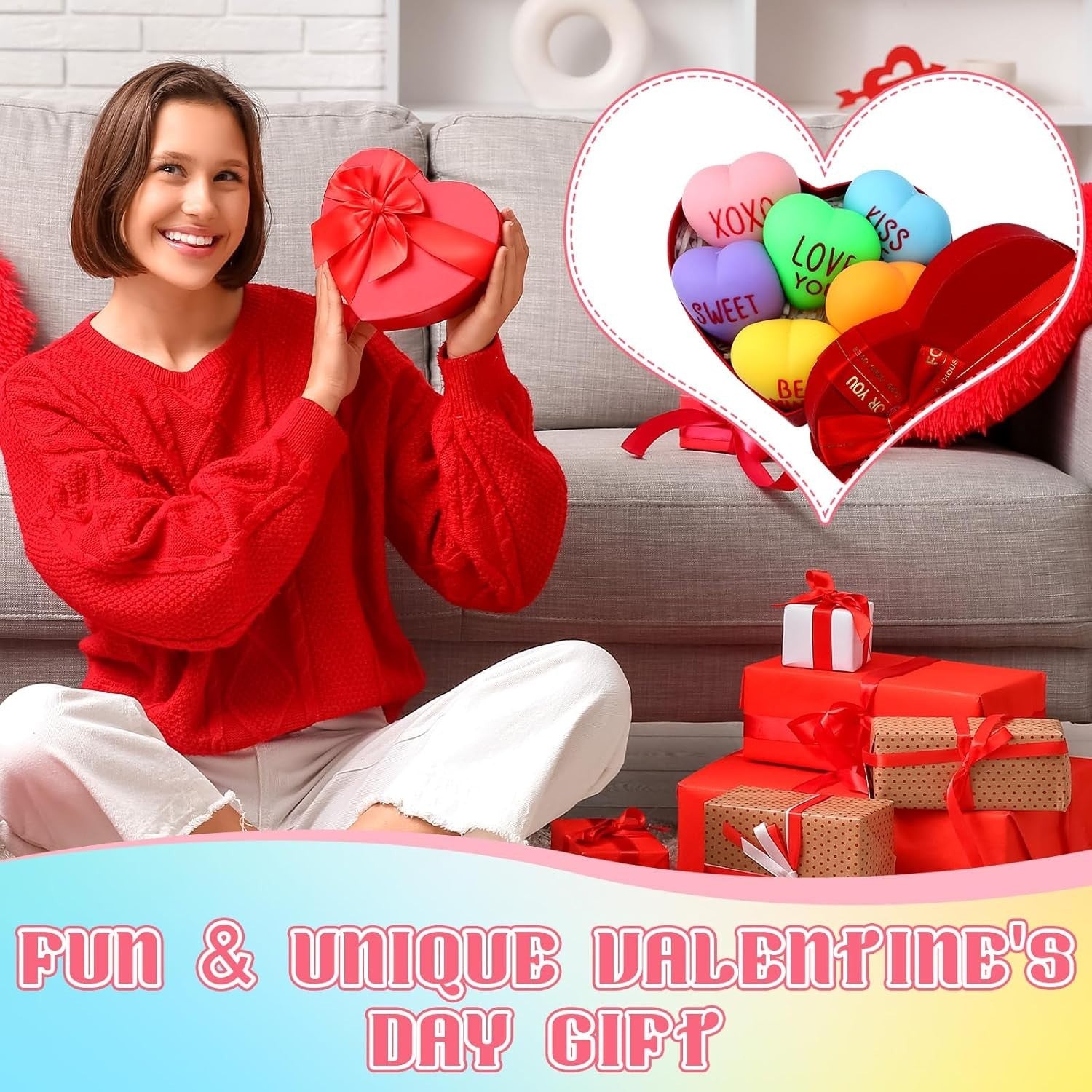36 Pack Heart Stress Balls Mini Valentine Fidget Toys Stress Relief