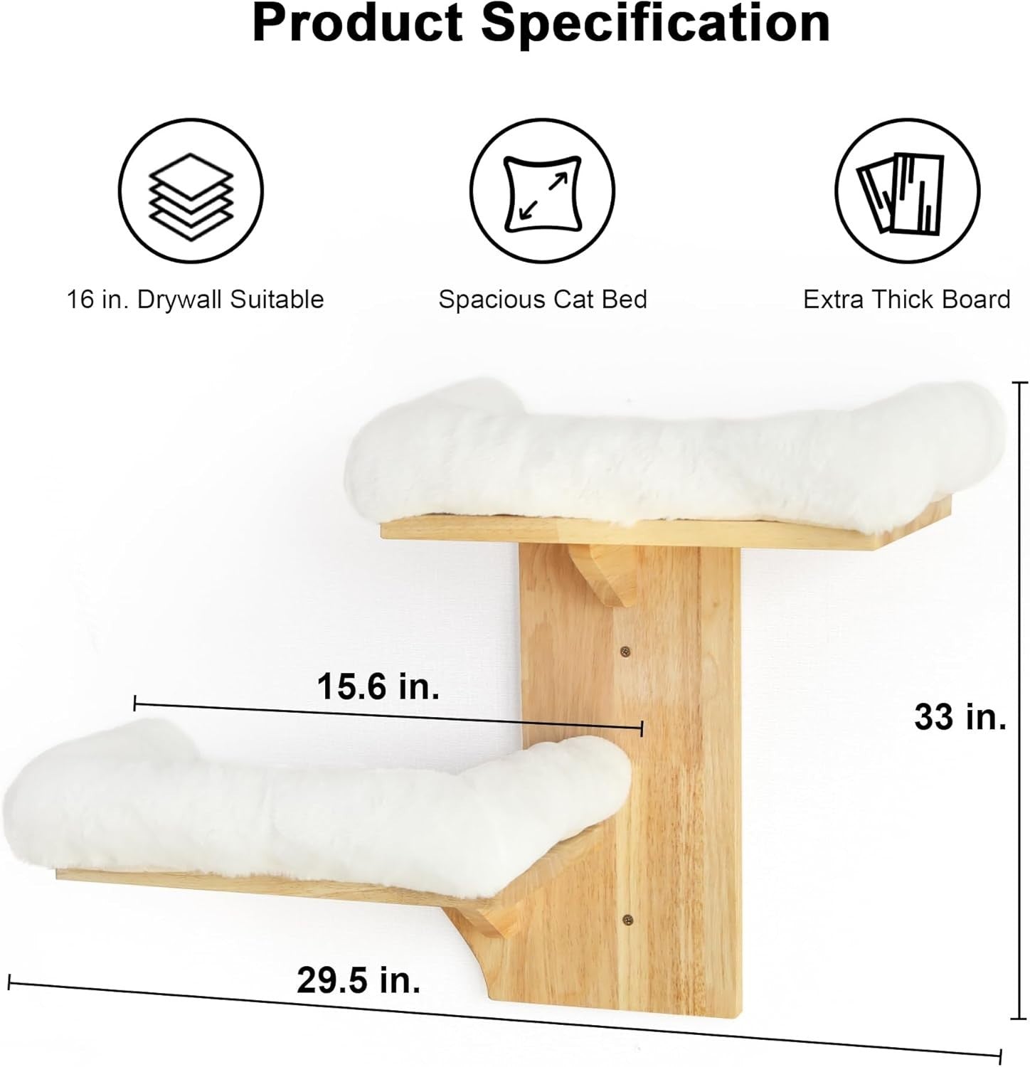 Cat Wall Shelves Tree Shape Floating Perch Wood Platforms w Cushion