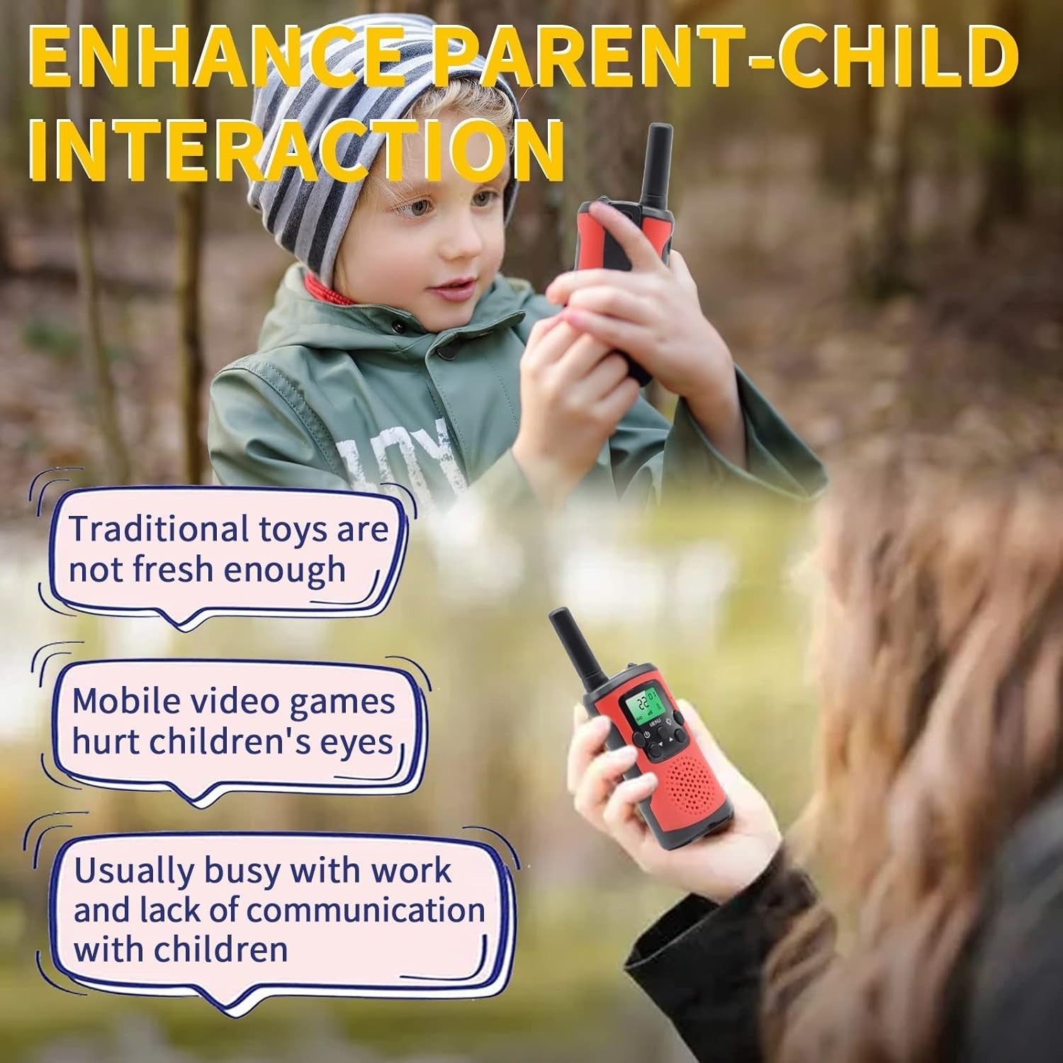 Kids Walkie Talkies 2 Way Radio 3 Mile Range 22 Channel Outdoor Toy Set