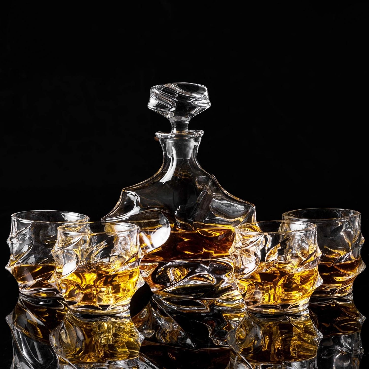 Luxury Crystal Whisky Decanter Set 750ml with 4 Tumblers Gift Box