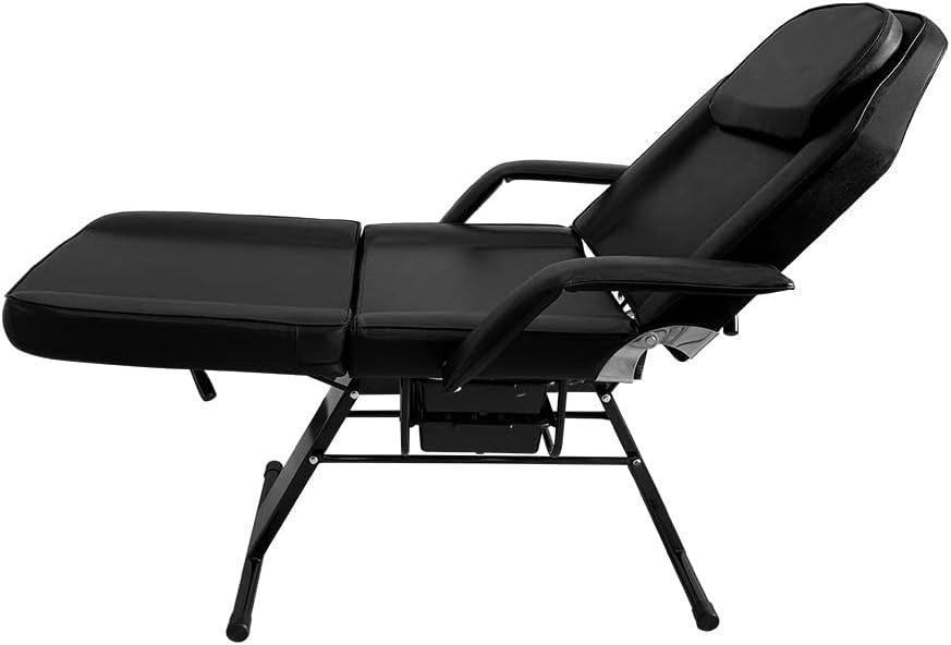 Reclining Massage Bed 3-Section Adjustable Beauty Salon Tattoo Spa Couch Black