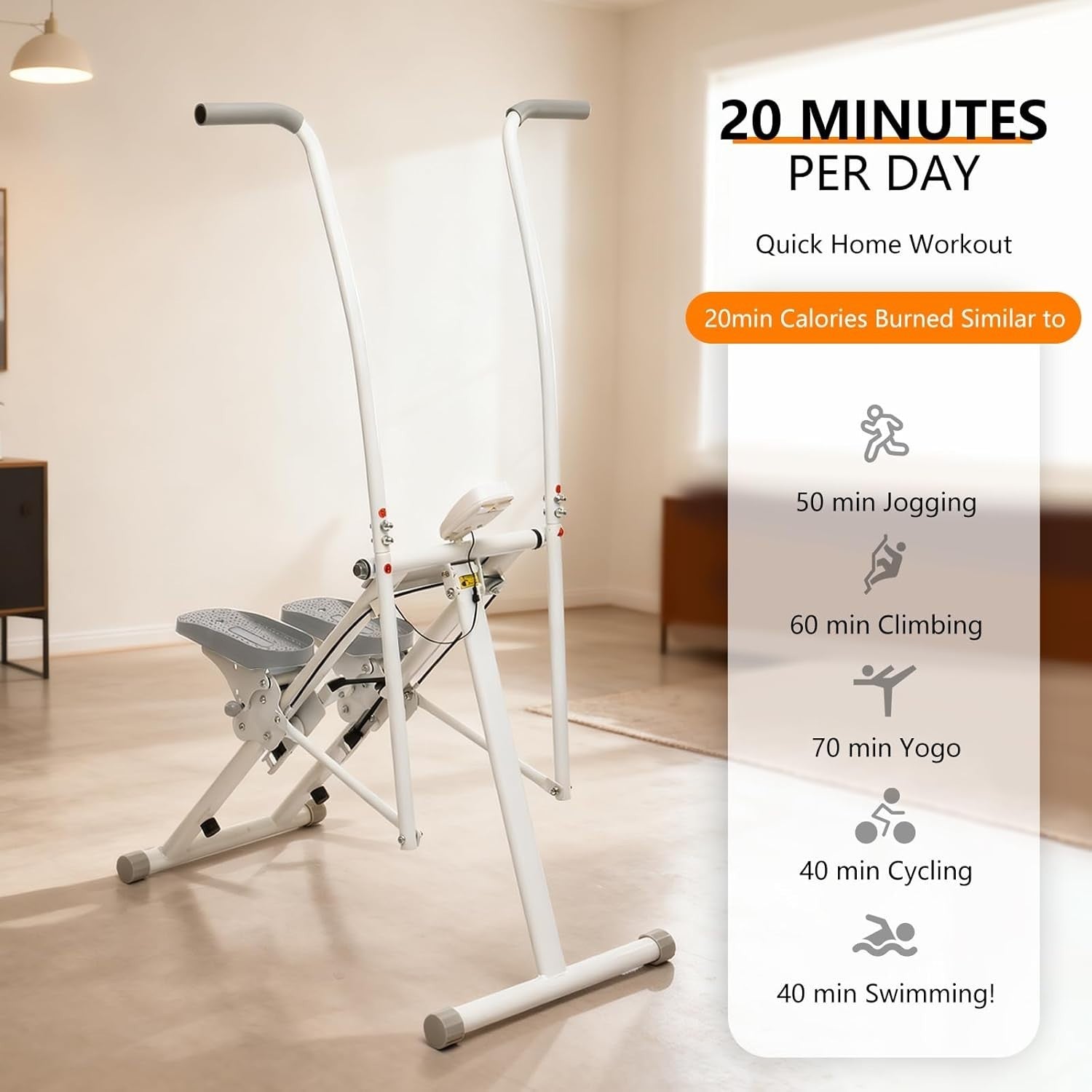Cross Trainer Stepper, Home Fitness Climber with Handrails & LCD Monitor