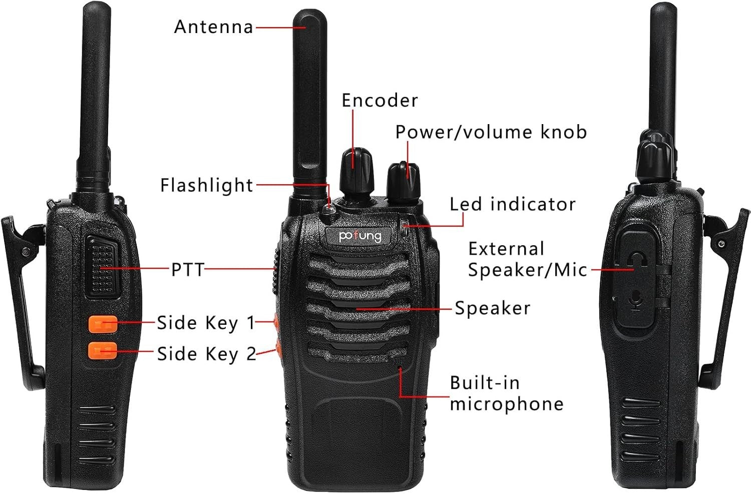 PMR446 Walkie Talkies Long Range 16 Channel Rechargeable VOX 2 Pack