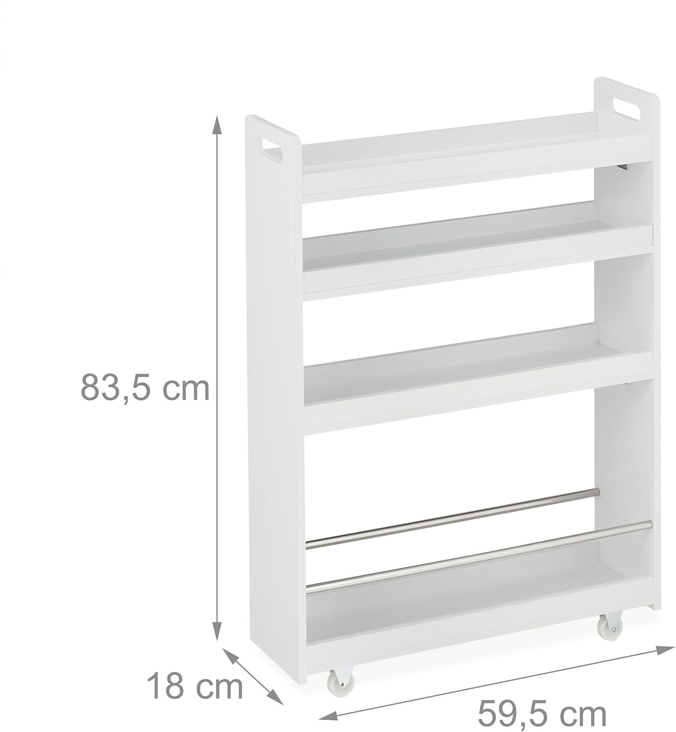 Slim Rolling Storage Trolley 4 Tier Narrow Kitchen Bathroom Cart Wheels