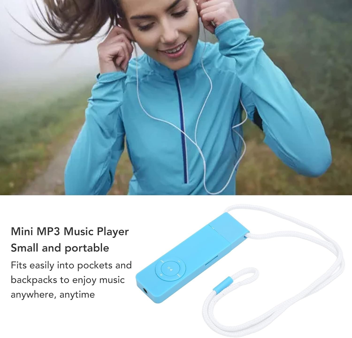 USB MP3 Player Lossless Sound Student Kids TF 64GB Blue