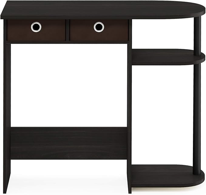 Compact Laptop Desk Study Writing Table Storage Shelves Espresso Brown