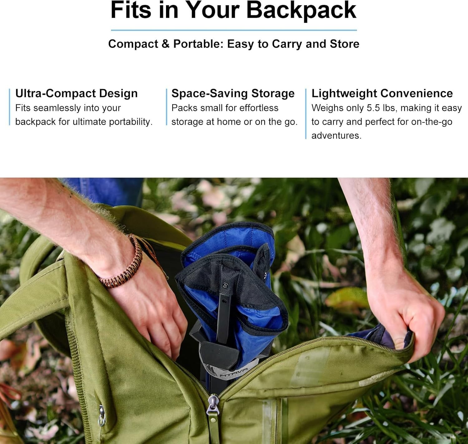 Folding Camping Chair Lightweight Compact Backpack Travel Beach Seat