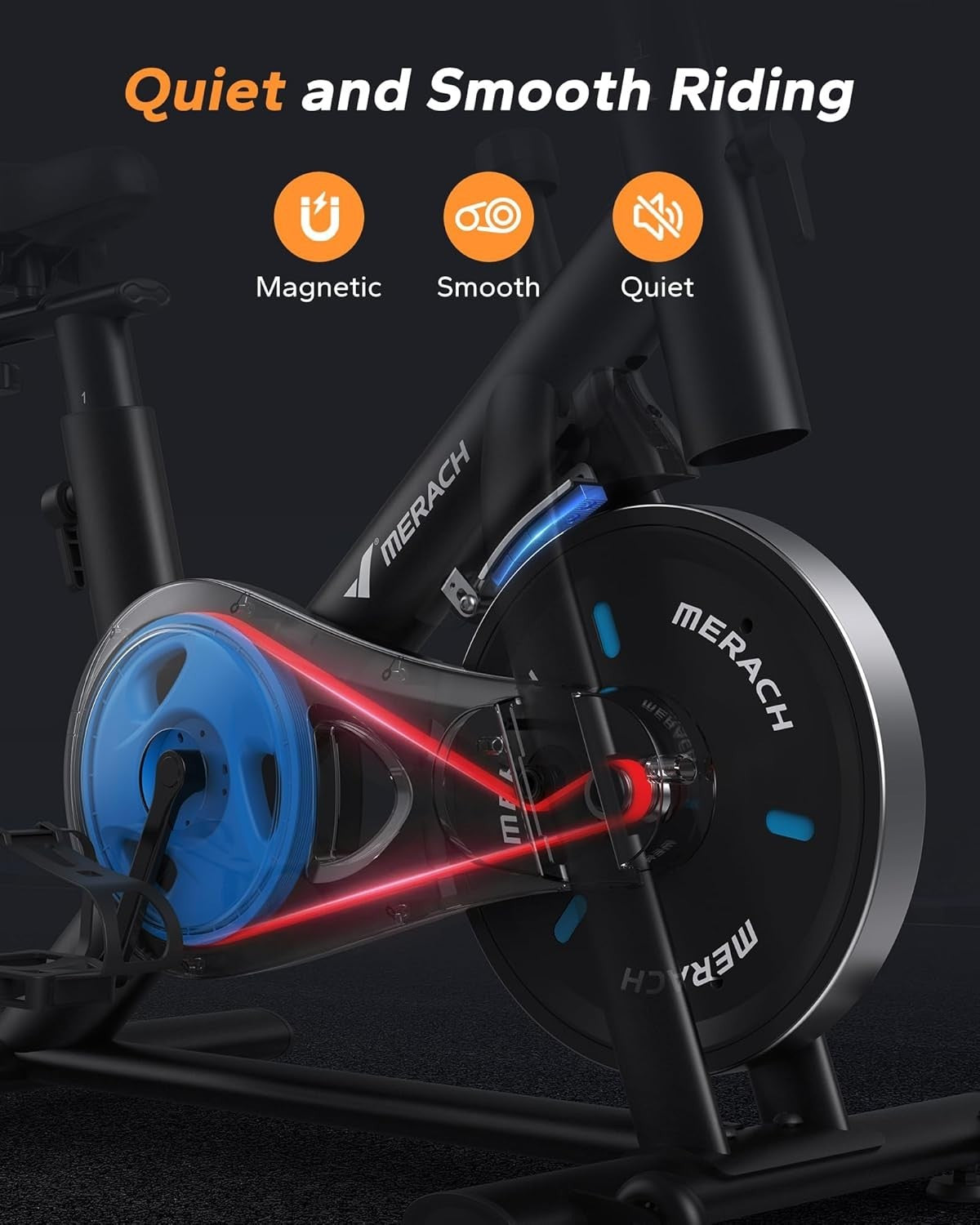 Quiet Magnetic Exercise Bike w/ LED Display, App Training, Cast Iron Flywheel