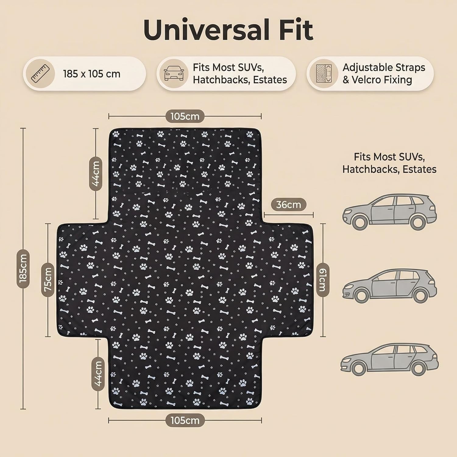 Waterproof Dog Car Boot Protector Non Slip Boot Liner 185x105cm SUV