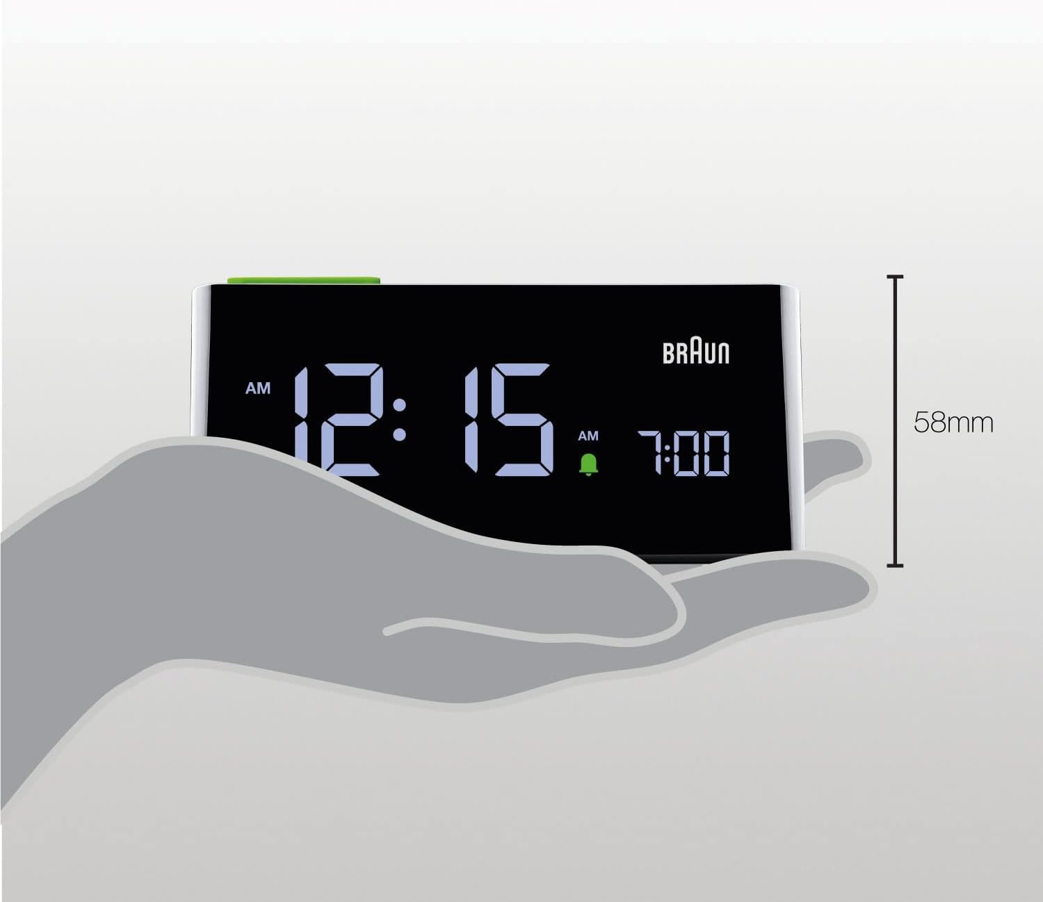 Black Digital Alarm Clock Auto Dimming LCD Display Snooze Modern