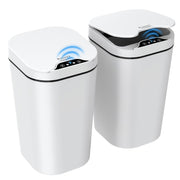 2 Pack 10L Touchless Bathroom Sensor Bins Slim Waterproof White