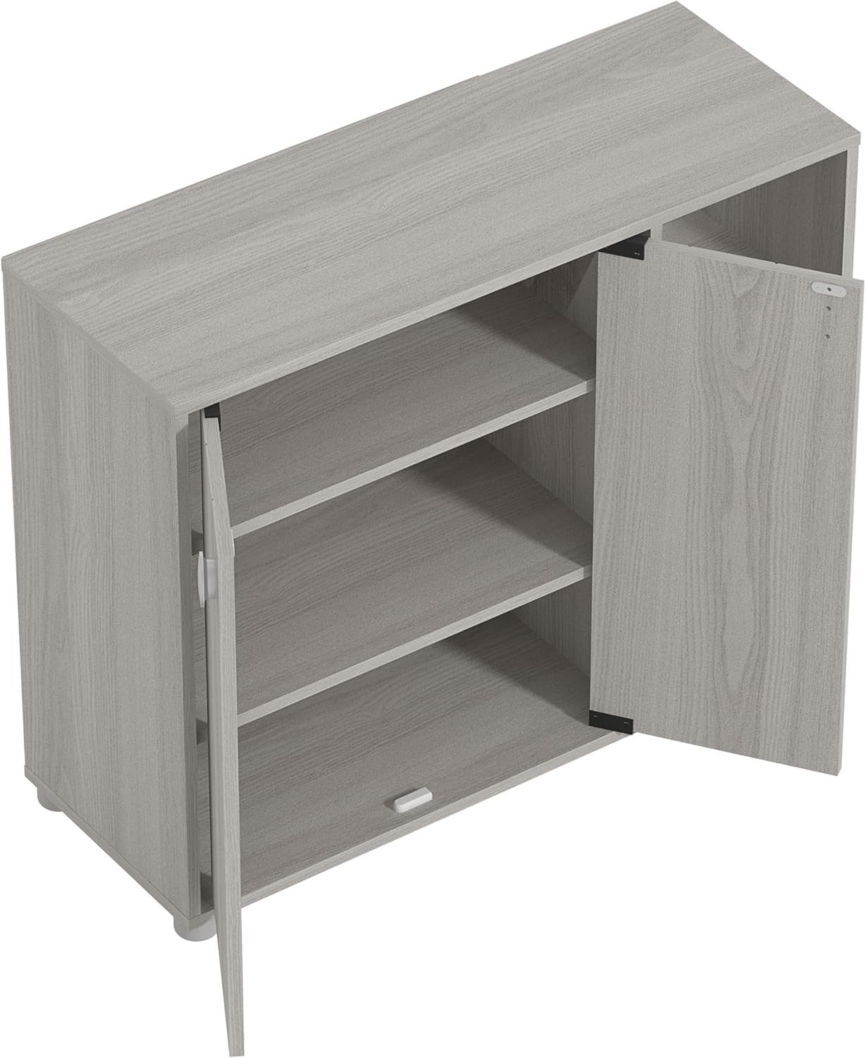 Modern Shoe Storage Cabinet with Doors, Oak Finish, Fits 12 Pairs, Entryway