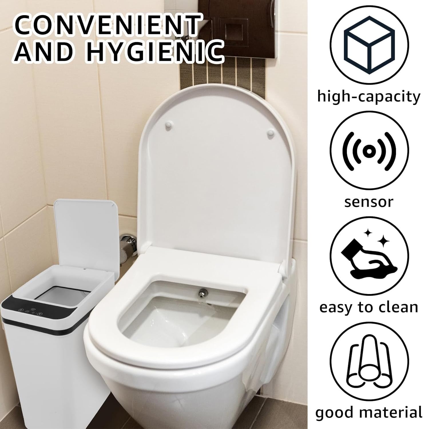 12L Touchless Motion Sensor Bathroom Bin – Automatic Trash