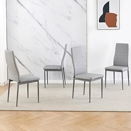 Square Glass Dining Table Set 4 Chairs Modern Space Saving Black Faux Leather