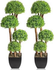 90cm Artificial Cypress Topiary Ball Trees Set of 2 in Weighted Pot Decoration