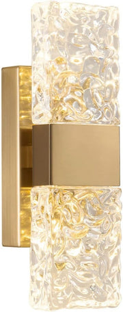 Golden LED Wall Light Fixture with Nordic Crystal, Energy Saving, Indoor