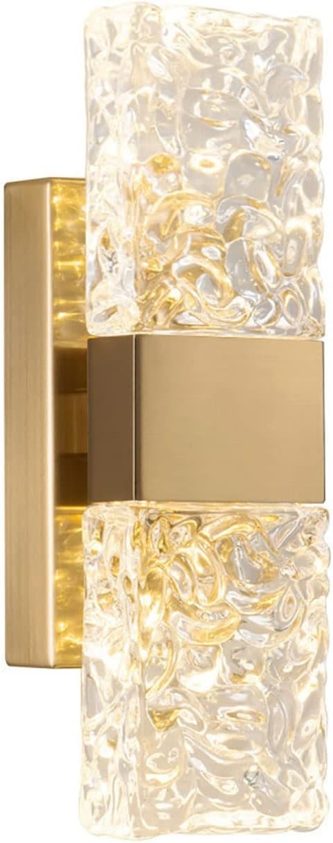 Golden LED Wall Light Fixture with Nordic Crystal, Energy Saving, Indoor