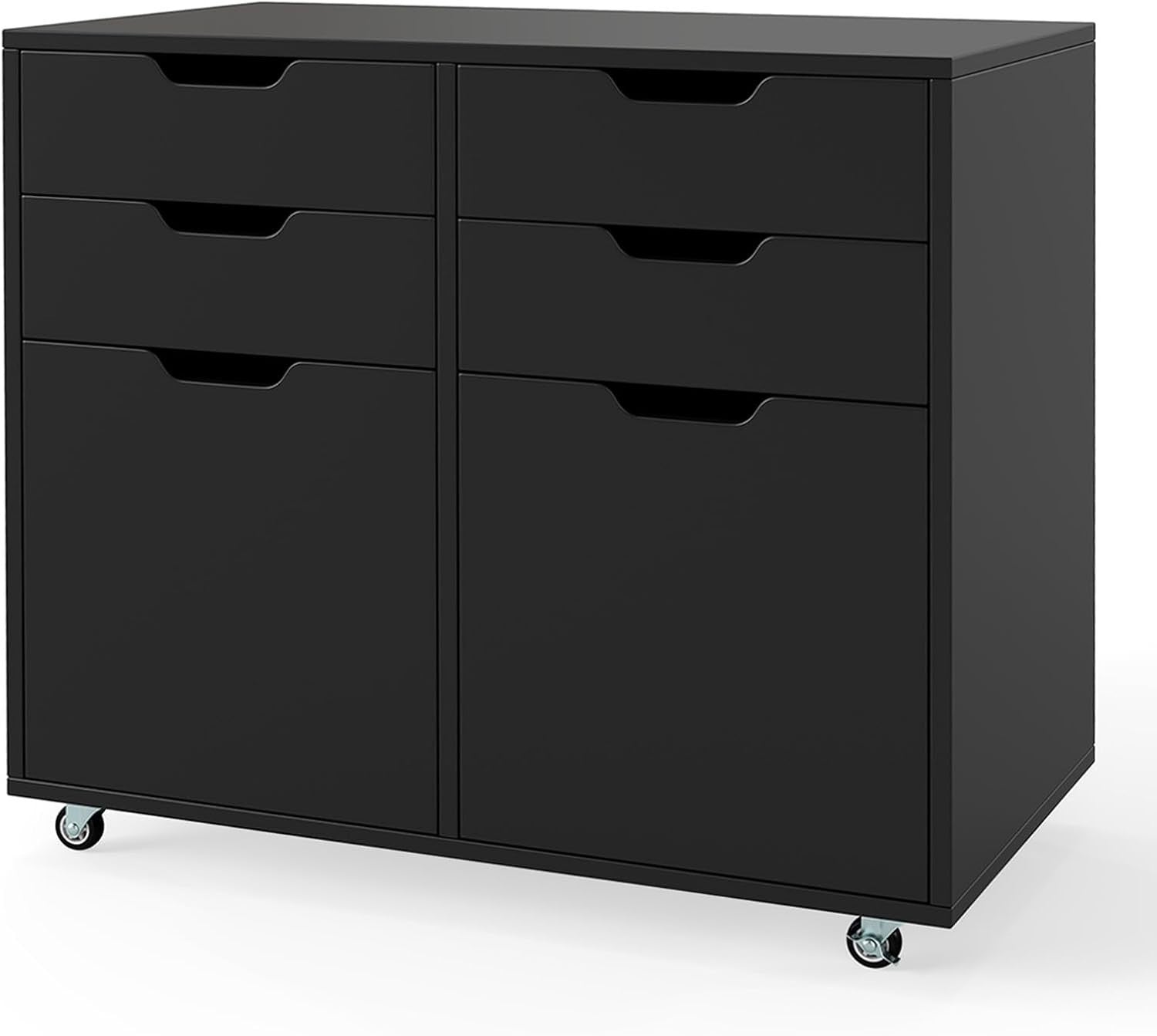 Black 4 Drawer Mobile File Cabinet 73x40x64cm Printer Stand