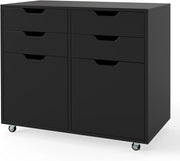 Black 4 Drawer Mobile File Cabinet 73x40x64cm Printer Stand