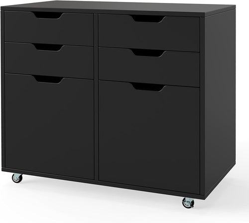 Black 4 Drawer Mobile File Cabinet 73x40x64cm Printer Stand