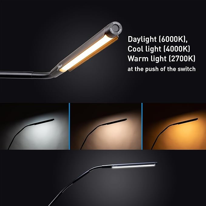 LED Desk Lamp Clamp Dimmable Study Light Adjustable Arm Anti Glare