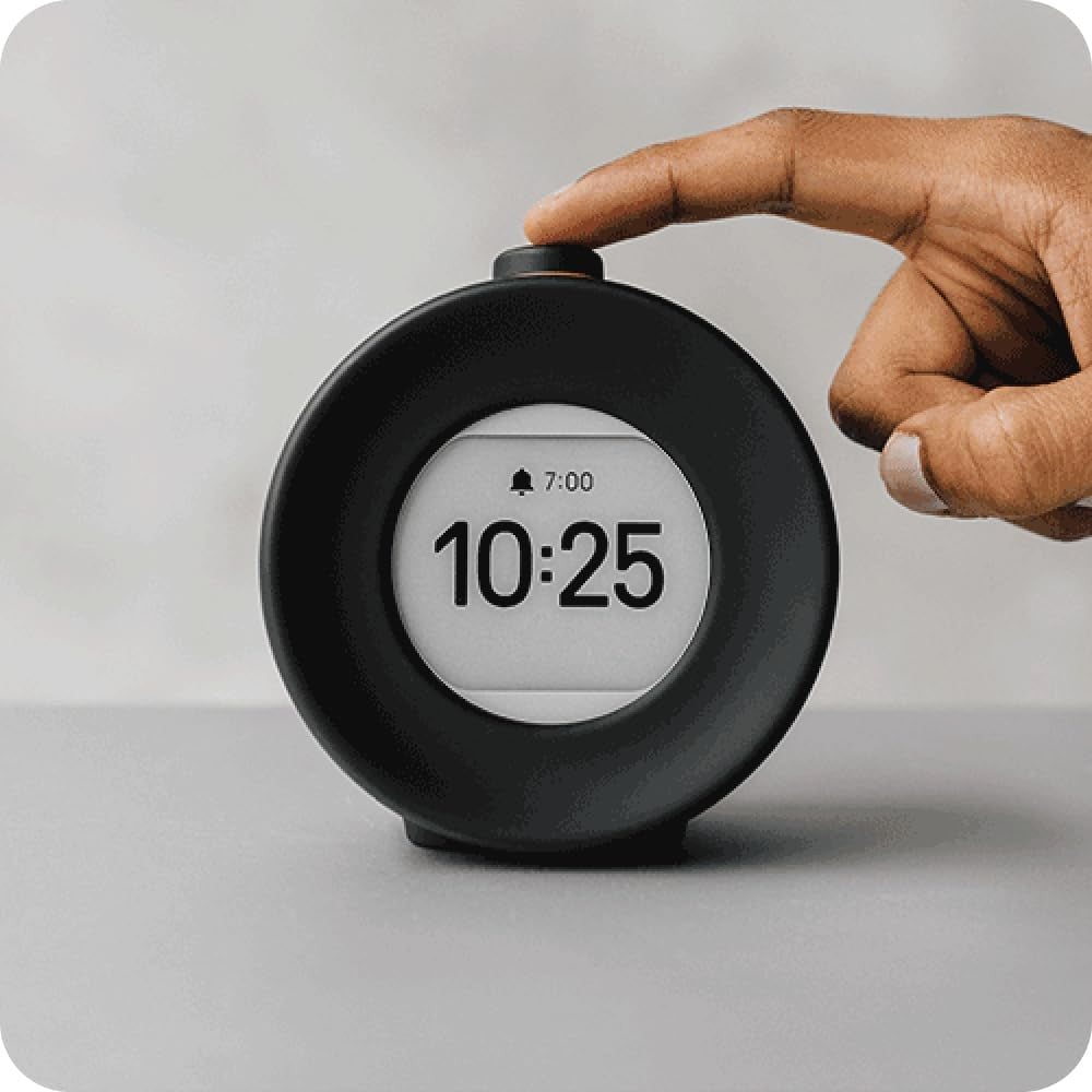 Digital Daylight Alarm Clock E-Ink Display Meditation Sounds Sunrise Grey